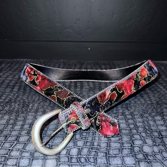 Absolutely Fresh belt Genuine Leather made inUSA Size:L color: red/floral main image 5